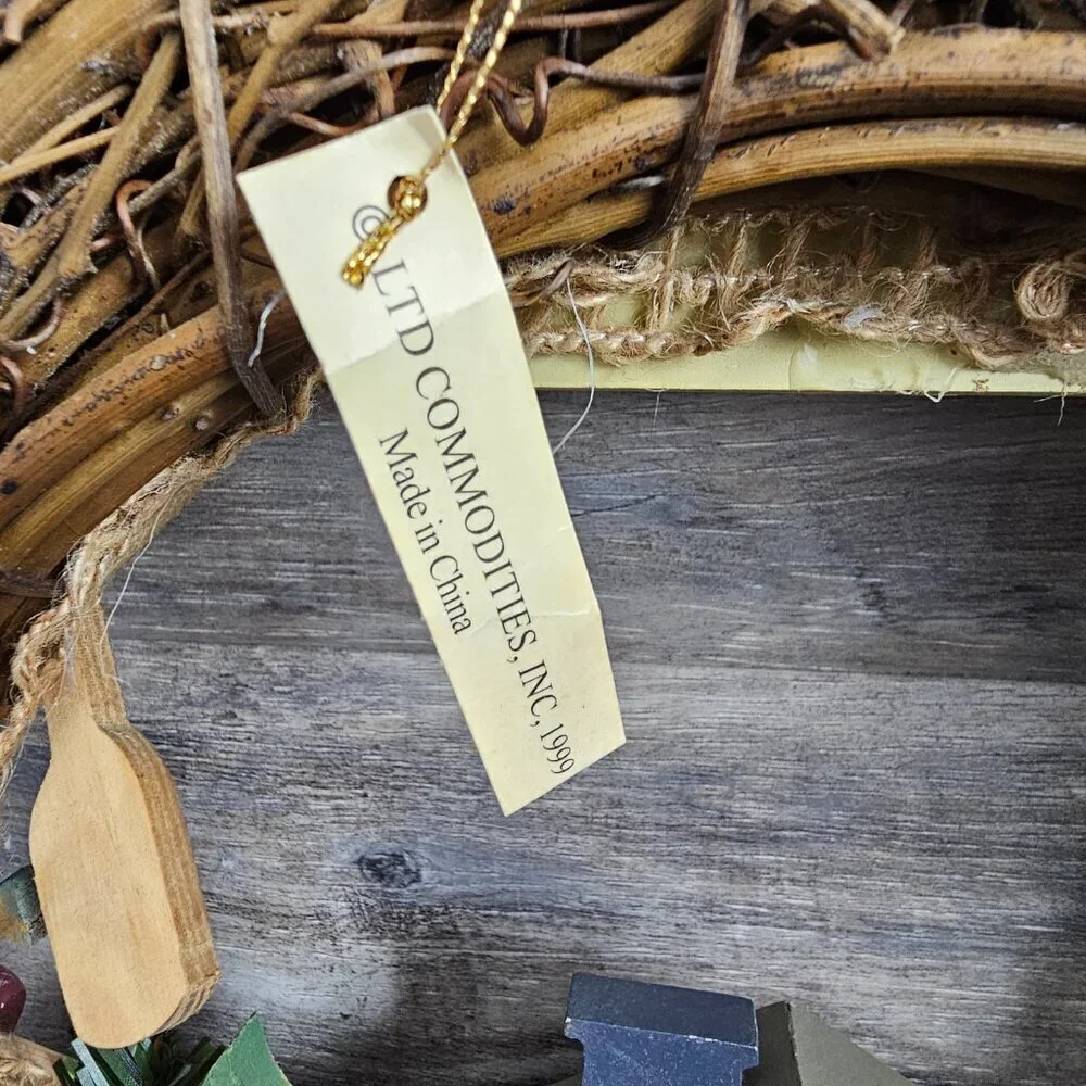 LTD Bless Our Cabin Bear Moose Fishing Woods Rustic Wreath NEW